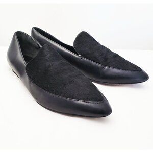 Vince Womens Nikita Black Calf Hair & Leather Pointy Toe Loafers Shoes 6M